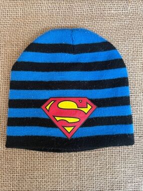 DC Comics Blue & Black Striped Superman Beanie